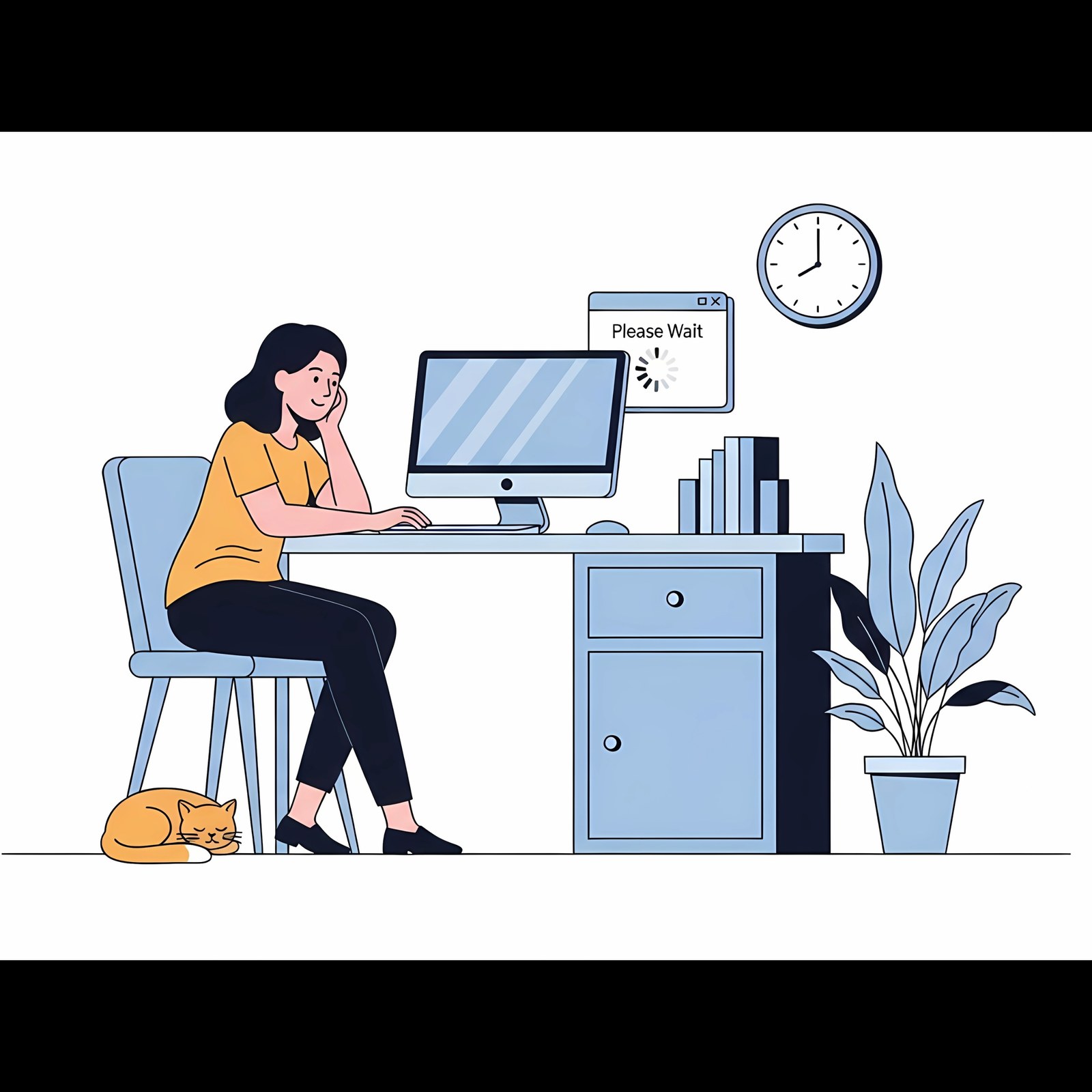 Illustration of an email developer working at a desk
