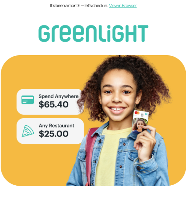 Greenlight Card email design