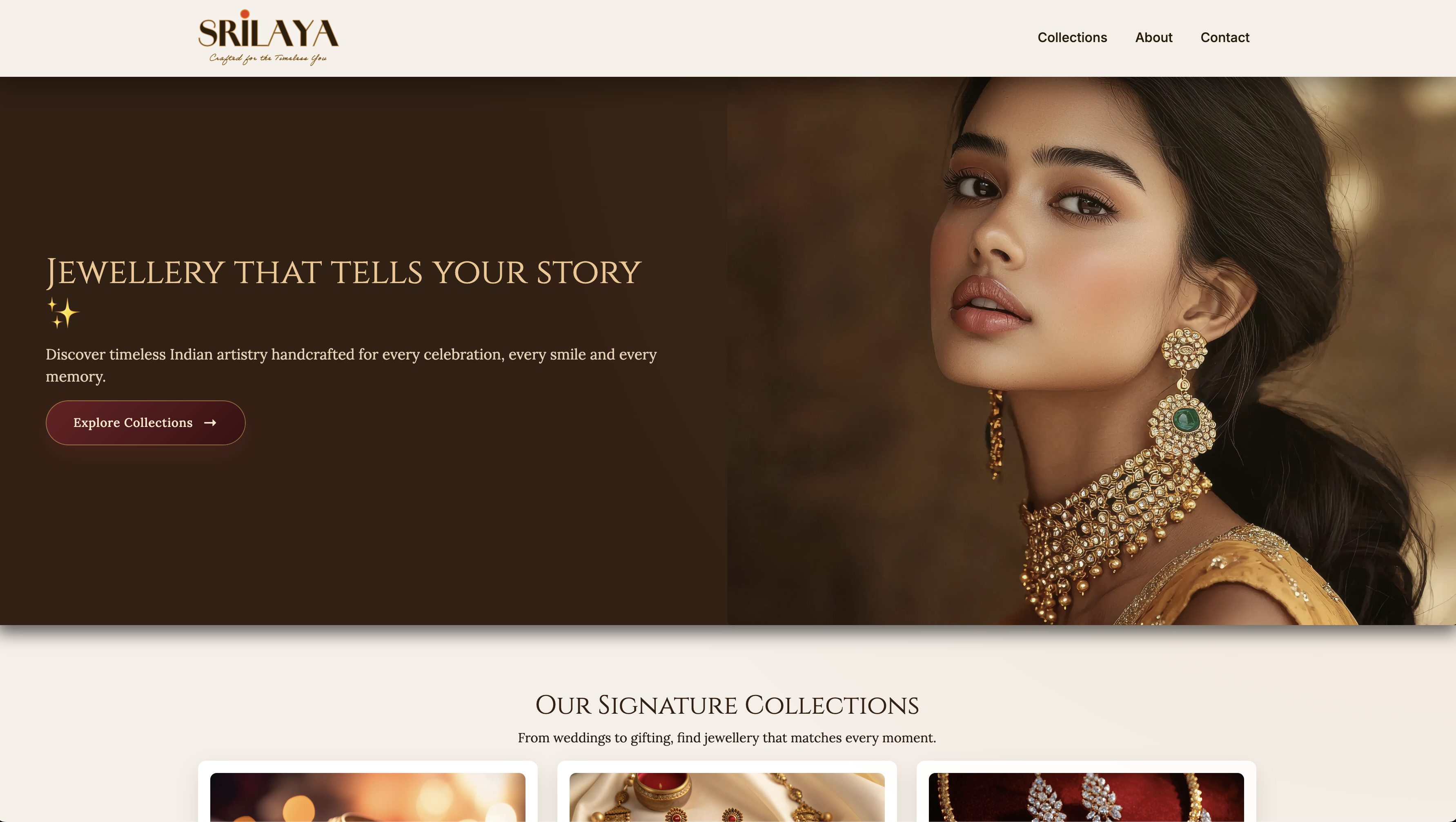Srilaya Jewels website